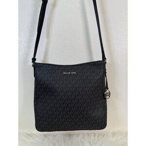 Michael Kors Jet Set Travel Large Messenger Bag Logo-Print Canvas Black/Silver